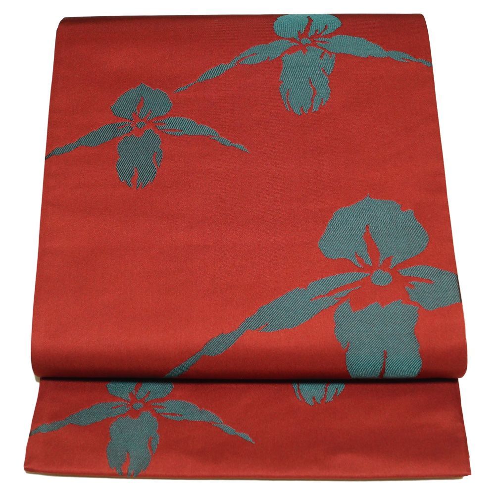 洒落袋帯 ジュサブロー 辻村寿三郎 洋花模様 六通柄 袋帯 リサイクル 袋帯 袋帯 リサイクル リサイクル着物 正絹 袋帯 カジュアル リサイクル 帯 着物 和服