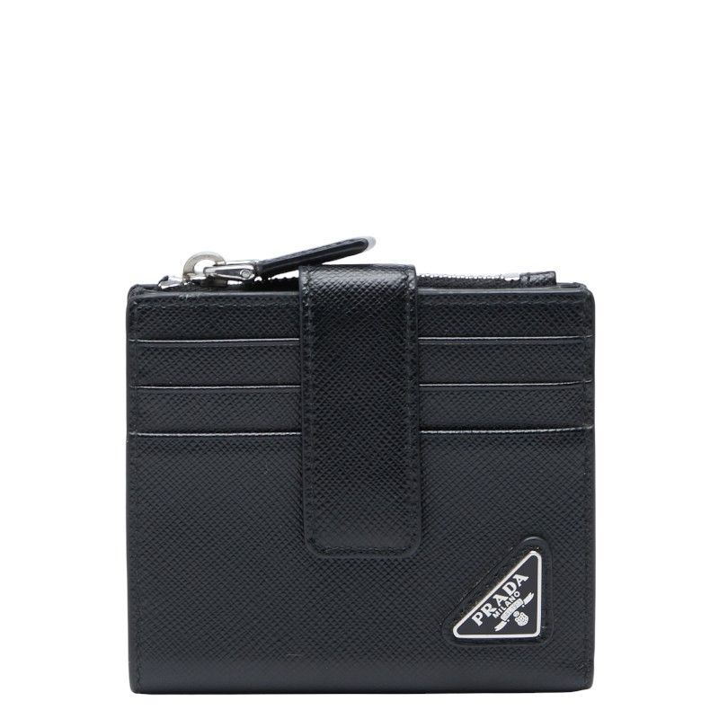 プラダ 三角ロゴプレート サフィアーノ ブラック レザー レディース PRADA 247-40572