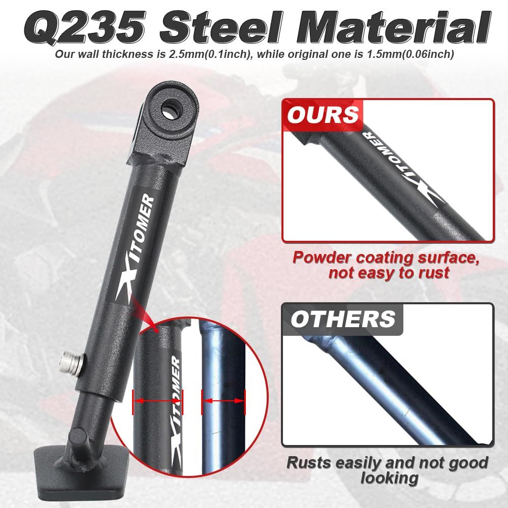 Xitomer 7.6 cm 調節 なキックスタンド サイドスタンド CB650R CBR650R 2019-2025 CB650F CBR650F 2014-2018 オートバイ 調節 サイドスタンド ダートバイク キックスタンド