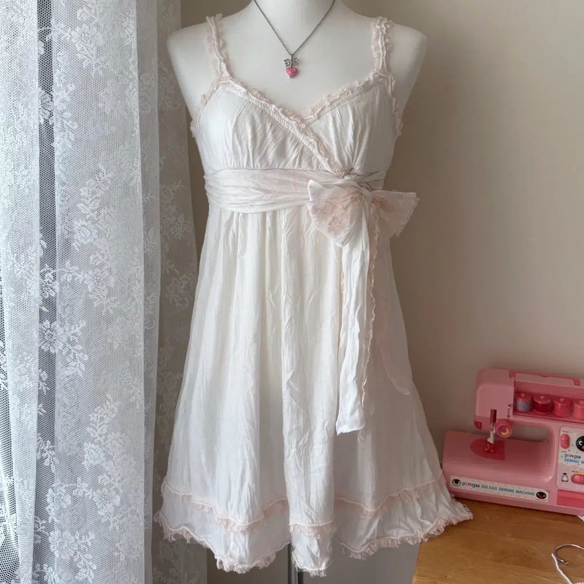 リズリサ キャミソール いちごミルク レース リボン ONE PIECE 姫ギャル ロギャル ヴィンテージ JINLI