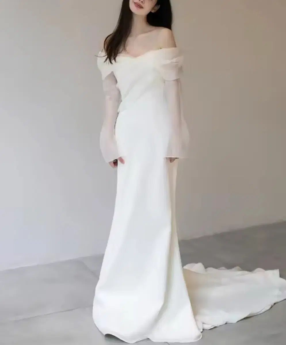 オフショルダー ウェディングドレス アルハst オーガンザ ドレス