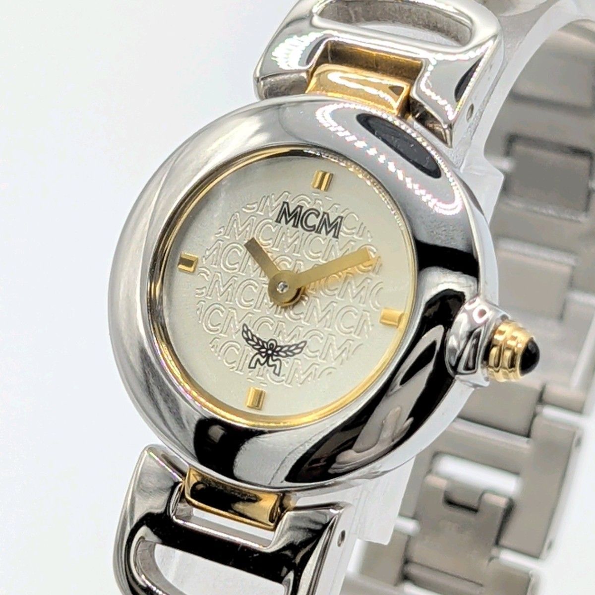 MCM Watch Quartz Ladies Round Vintrage Y2K 00S G Silver Combi Working エムシーエム 時計 クオーツ レディース ラウンド ゴールド シルバー コンビ ヴィンテージ 稼働品