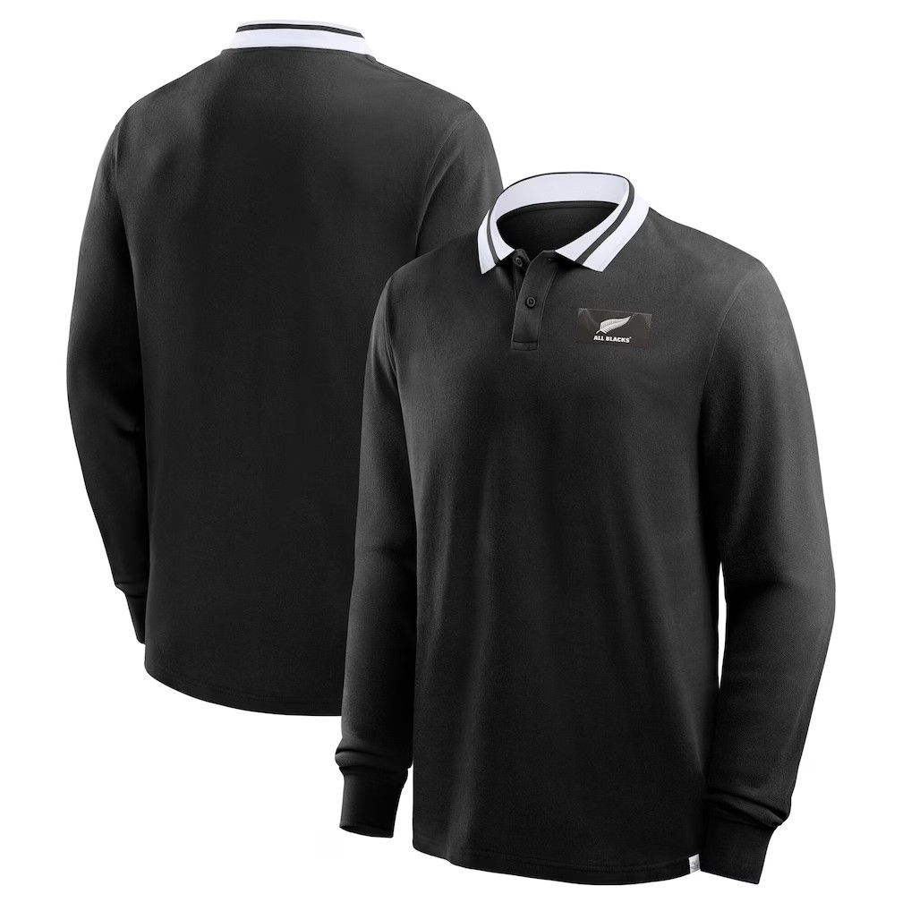 ファナティクス ラグビー ニュージーランド代表 オールブラックス 長袖 ポロシャツ 黒 ブラック 公式モデル 日本未発売