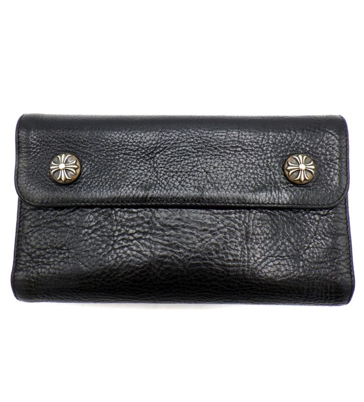 クロムハーツ CHROME HEARTS WAVE ウェーブ クロスボール レザー ウォレット 長財布 44213