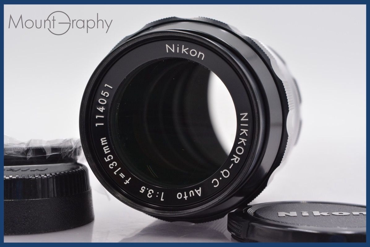 上 ニコン Nikon NIKKOR-Q.C Auto 135mm F3.5 非Ai 前後キャップ-レンズフィルター付 完動 同梱可 am442