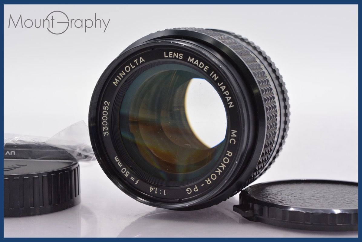 ミノルタ MINOLTA MC ROKKOR-PG 50mm F1.4 前後キャップ-レンズフィルター付 完動 同梱可 am461