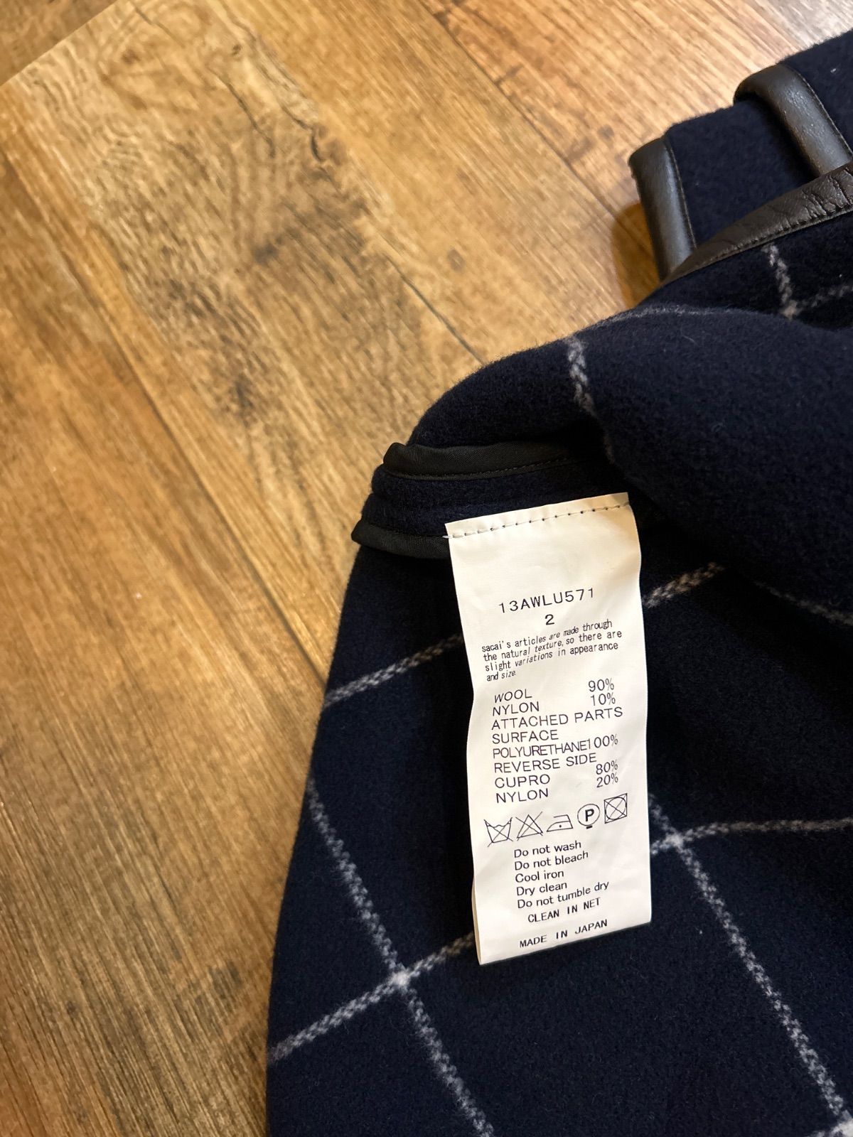 美品✨サカイラック　ピーコート　ウール　金ボタン　レザーパイピング　ネイビー　M 美品✨サカイラック ピーコート ウール 金ボタン レザーパイピング
