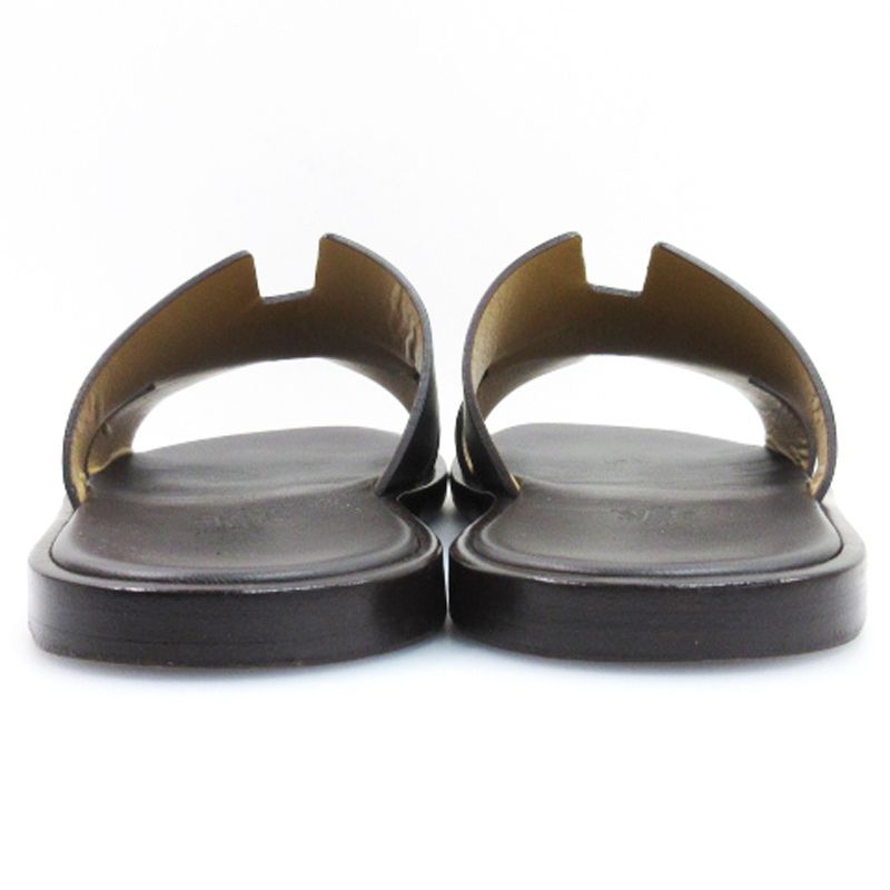 エルメス HERMES イズミール サンダル Hロゴ レザー ブラウン 40 25cm  