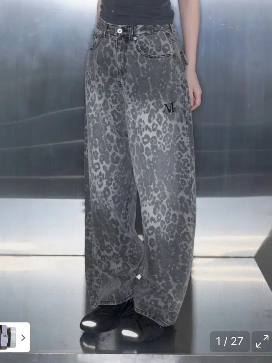MUCENT ムセント ディト スナップボタン レオパード ヒョウ柄 ワイド パンツ M