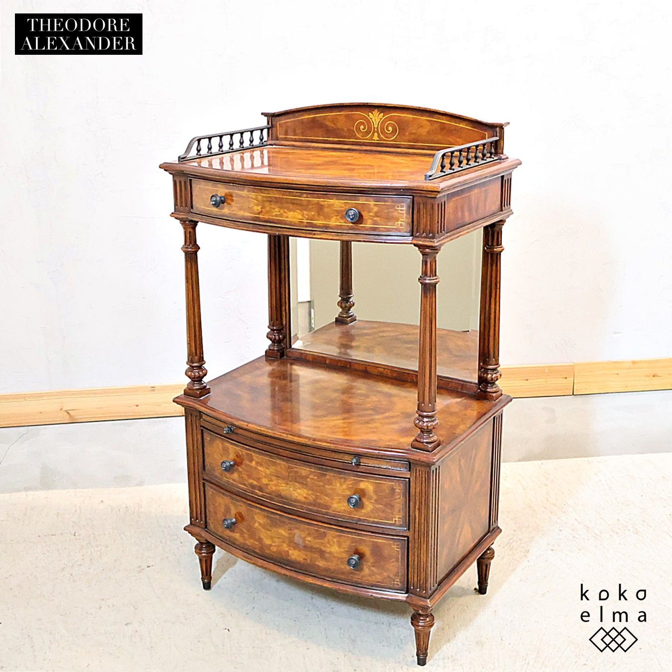 THEODORE ALEXANDER セオドアアレキサンダー サイドボード スライド式棚付き 引き出し収納 アンティーク調 ヴィンテージテイスト