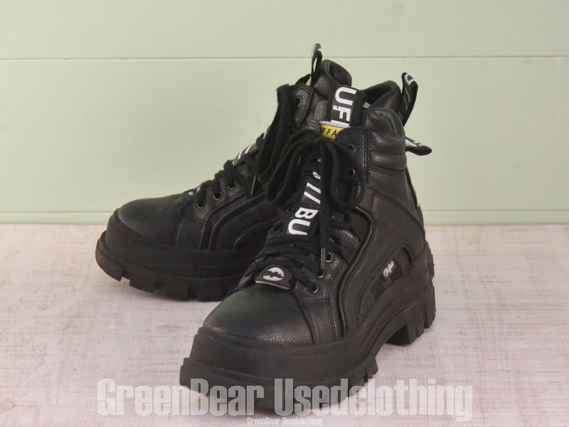 D017 ビンテージ Buffalo レディースブーツ 黒 39 24.5cm