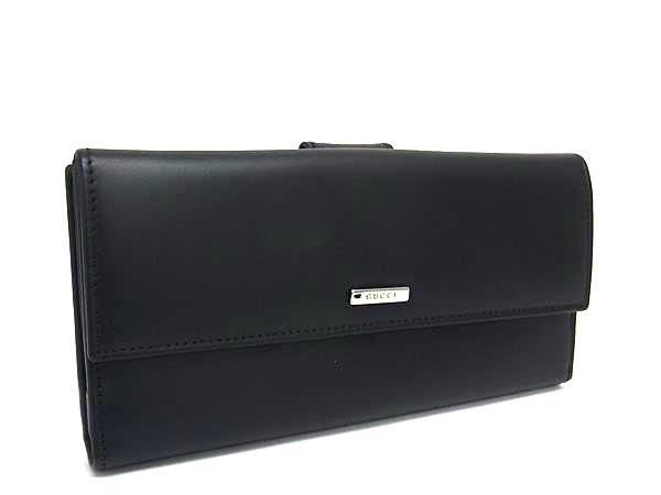 GUCCI グッチ 143389 レザー 二つ折り 長財布 ウォレット 札入れ 小銭入れ カード入れ メンズ ブラック系 FU2108