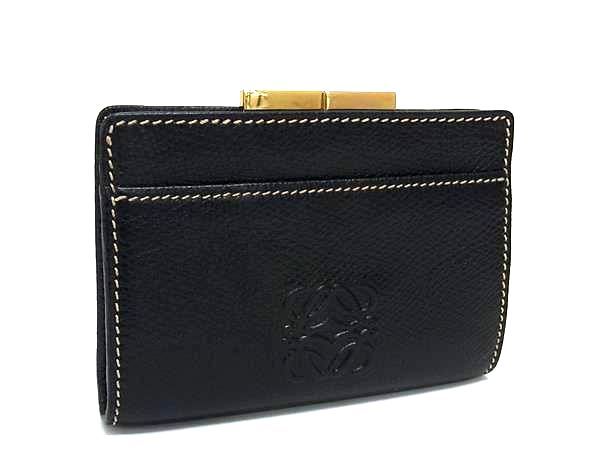LOEWE ロエベ アナグラム レザー コインケース コインパース カード入れ 小銭入れ レディース ブラック系 FU2088