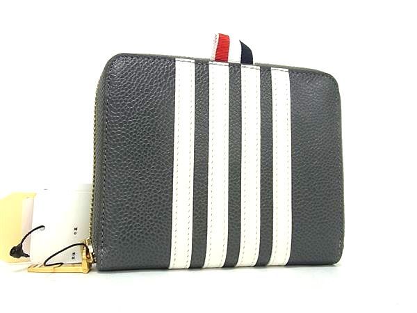 THOM BROWNE トム ブラウン 4-BAR レザー コインケース コインパース 小銭入れ カード入れ グレー系 FV2962