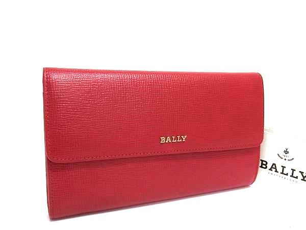 BALLY バリー レザー 三つ折り 長財布 ウォレット 小銭入れ 札入れ カード入れ レッド系 FP7784