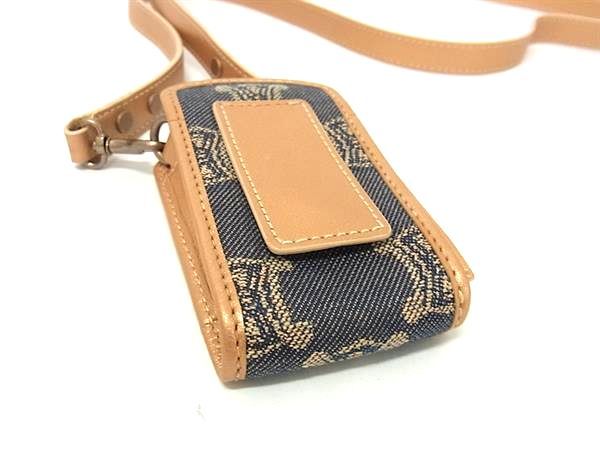 CELINE セリーヌ パリマカダム キャンバス×レザー ipodケース マルチケース 小物入れ ネイビー系×ブラウン系 FQ2808