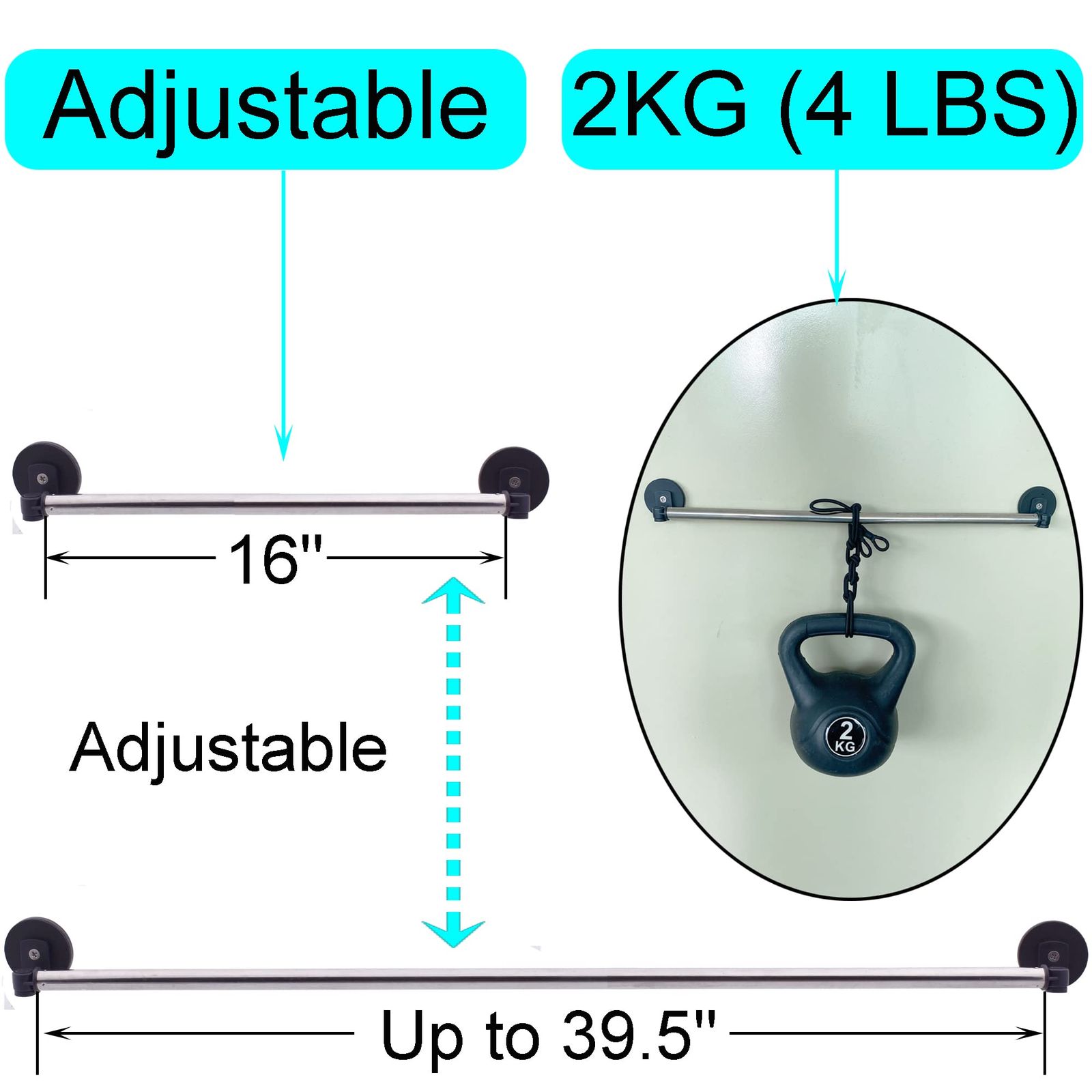 YYST Type A 16インチ 39インチ 磁気カーテンロッド 金属製ドア 磁気ウィンドウカフェ フレンチドアサッシロッド Wマグネット ブラック-2 ブラック -2