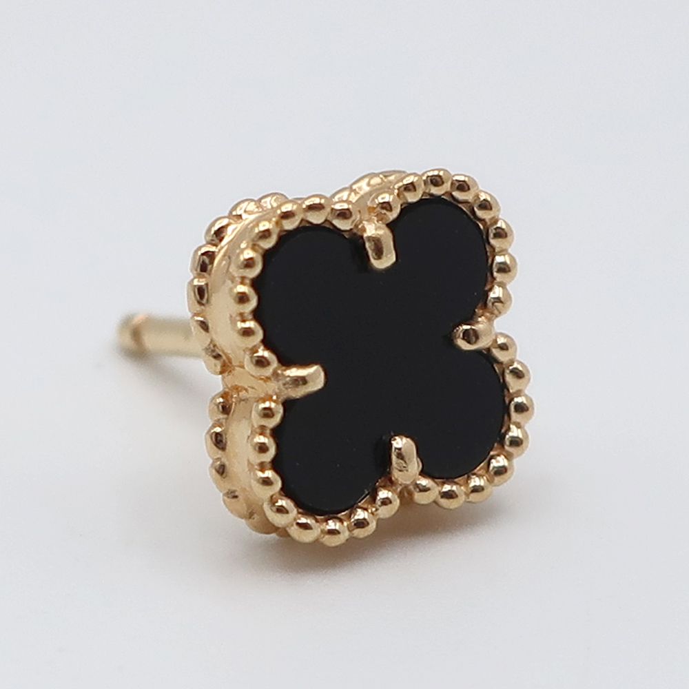 天白 ヴァンクリーフ＆アーペル ピアス スウィートアルハンブラ オニキス VCARA44900 イエローゴールド K18YG ジュエリー