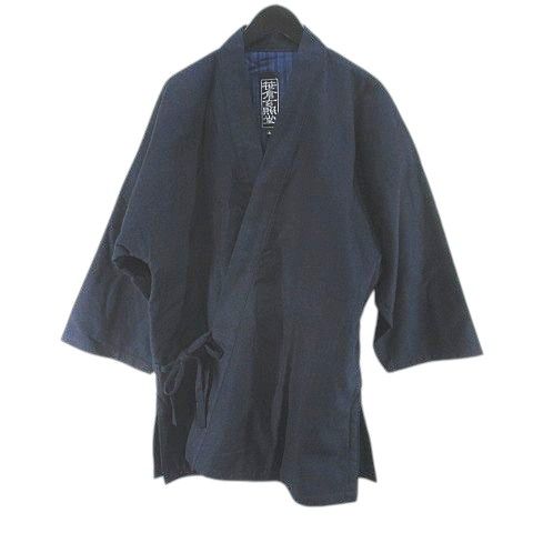 吉兆藍木綿 笹倉玄照堂 SASAKURA GENSHO はんてん 半纏 甚平 中綿 L 紺系 ネイビー 和服 無地