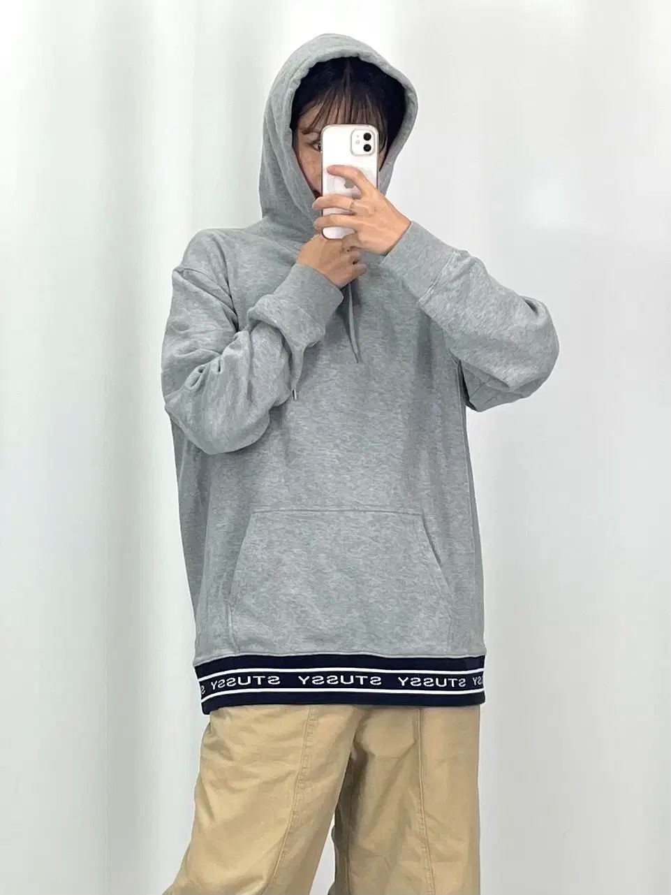 L ステューシー ジャカード リップ グレー フーディー Tシャツ CH7898