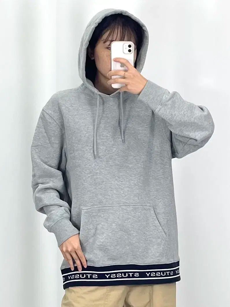 L ステューシー ジャカード リップ グレー フーディー Tシャツ CH7898