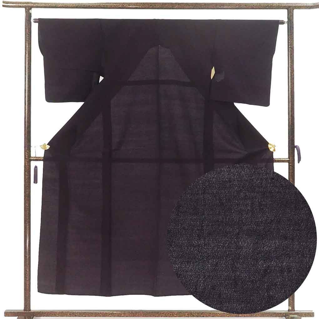 紬 身丈153cm 裄64cm 前幅23.5cm 後幅30cm 袖丈49cm 袖幅32cm レディース 単衣 無地 裄Mサイズ 初夏 初秋用 正絹 シルク パープル リメイク リユース リサイクル 呉服のきくや