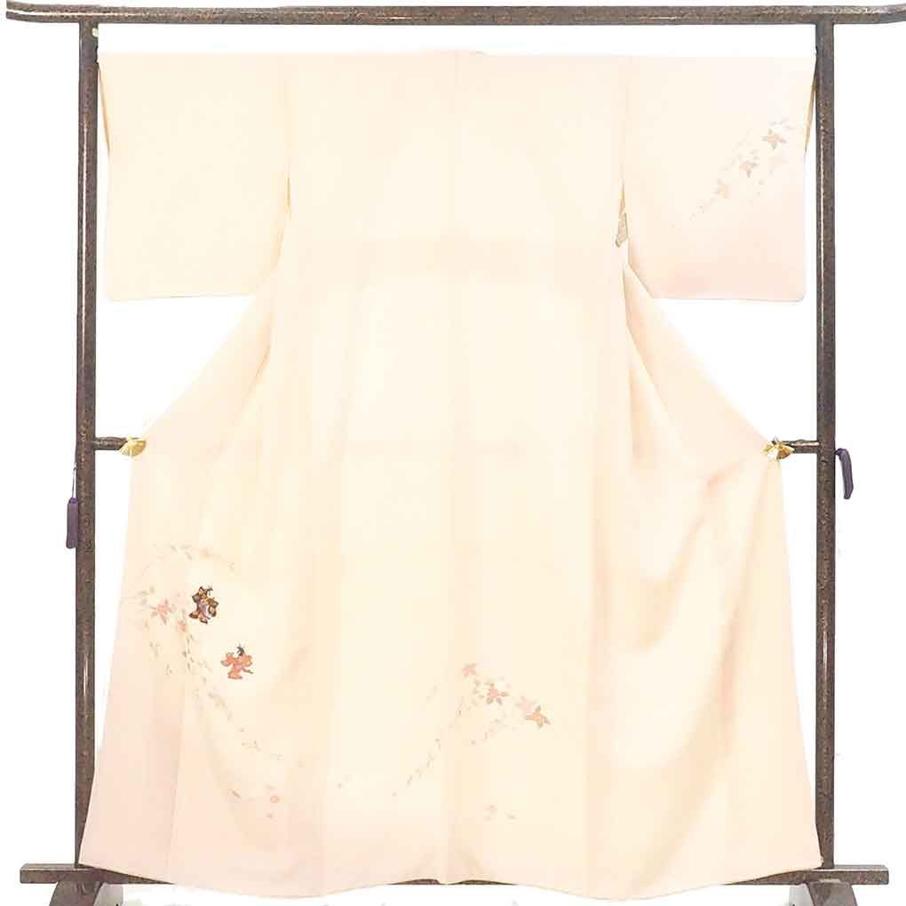 訪問着 身丈162cm 裄68cm 前幅29cm 後幅31cm 袖丈48cm 袖幅34cm レディース 袷 童 裄長 裄Lサイズ 秋冬春用 正絹 シルク ピンク やや難 リメイク リユース リサイクル 呉服のきくや