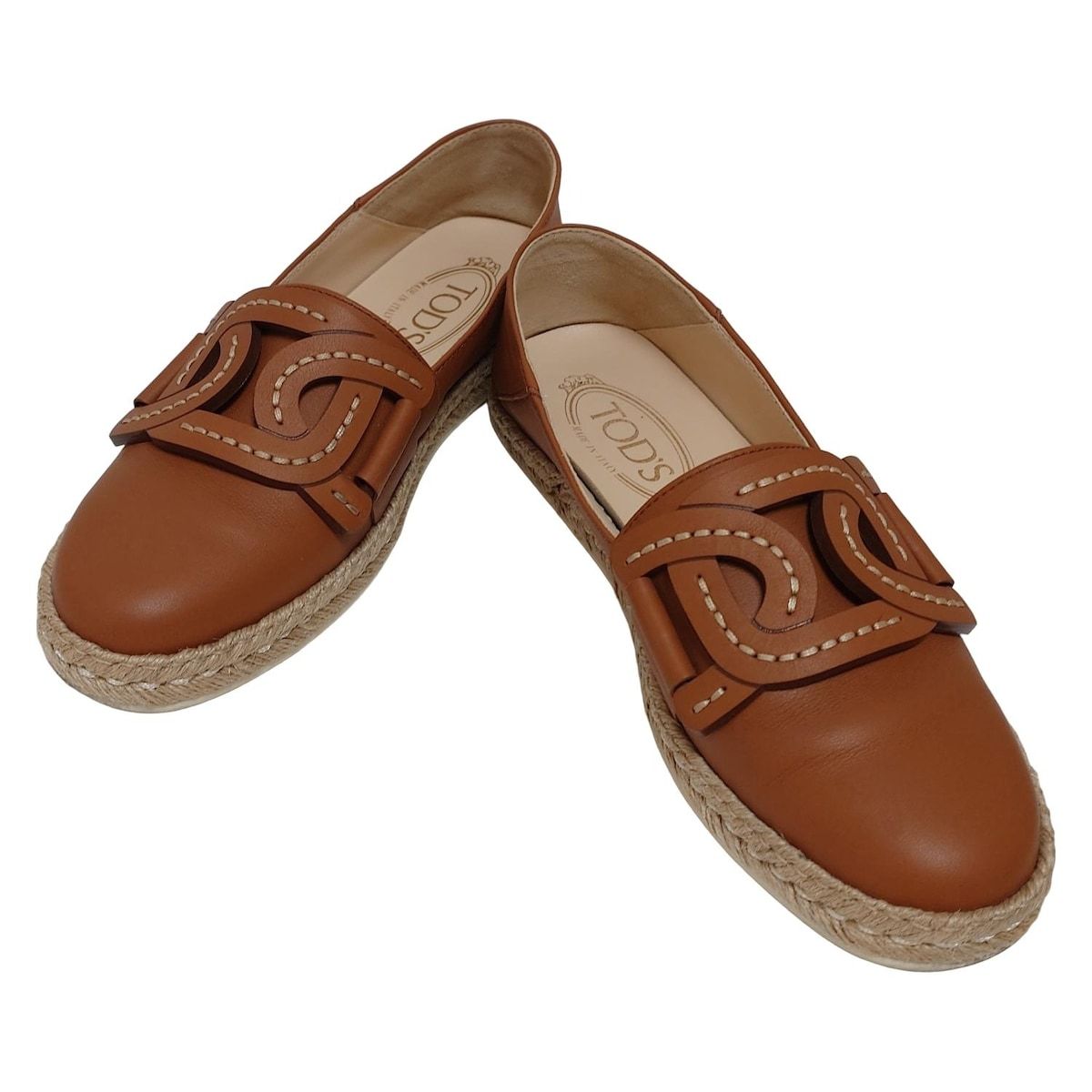 TOD S トッズ スリッポン 36 1 2 レディース - ライトブラウン エスパドリーユ インソール取外し可 レザー
