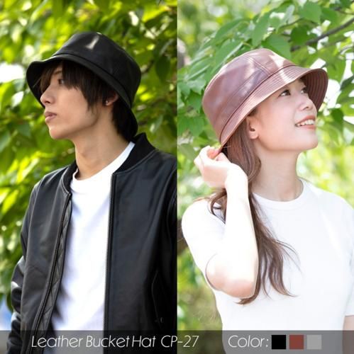 セール レザーバケットハット フェイク レザー バケット ハット