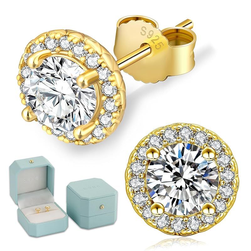 glitterゴールドネックレス＋モアサナイト ジルコニアピアス セット