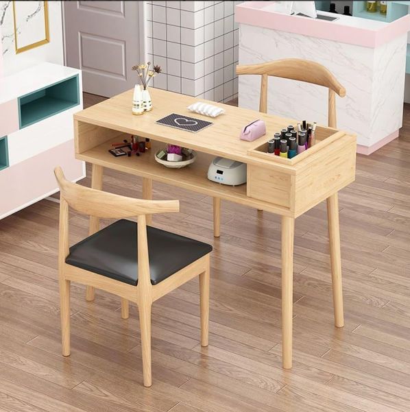 マニキュアテーブル 木製 ネイルサロンデスク 引き出し付き 大容量収納 ネイルメイク作業台 耐久性と安定性丨組み立てが簡単丨お手入れが簡単 長さ100cm