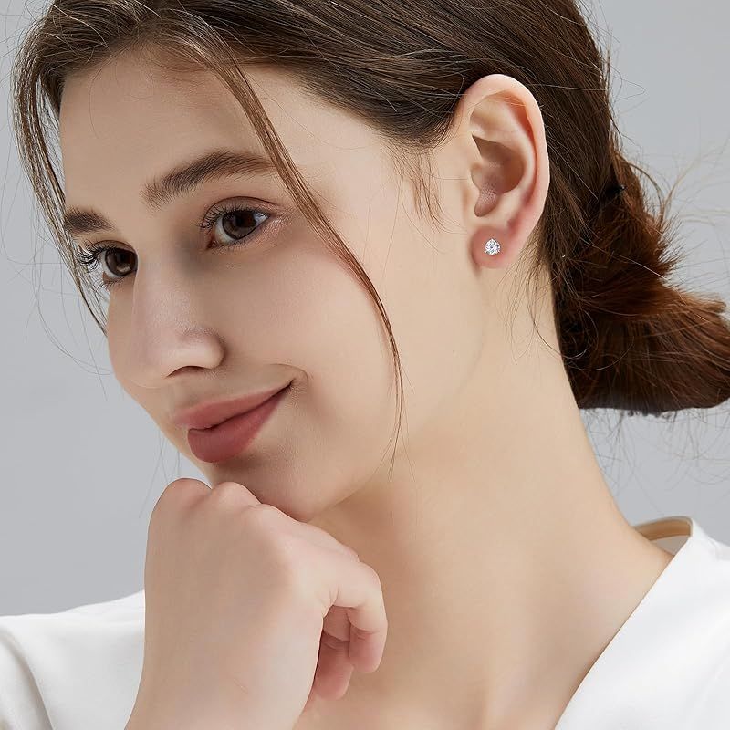 ピアス モアサナイト ダイヤ メンズ モアッサナイト ダイヤモンド スタッドピアス 一粒ピアス 3本爪 4本爪 6本爪留め スターリングシルバー 金属アレルギー対応 片耳0.3ct 0.5ct 0.8ct 1.0ct 1.5ct 1