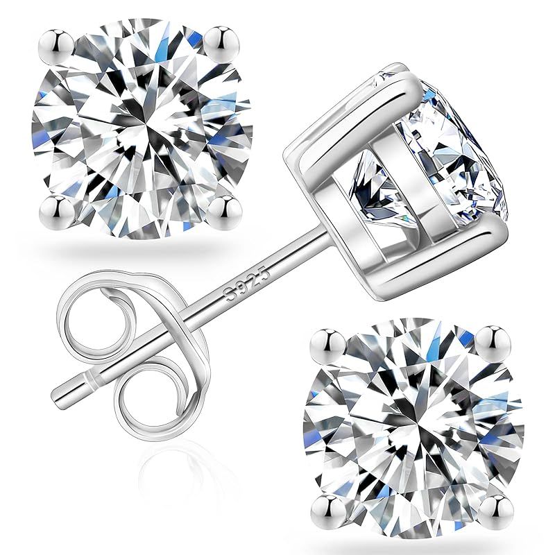 ピアス モアサナイト ダイヤ メンズ モアッサナイト ダイヤモンド スタッドピアス 一粒ピアス 3本爪 4本爪 6本爪留め スターリングシルバー 金属アレルギー対応 片耳0.3ct 0.5ct 0.8ct 1.0ct 1.5ct 1