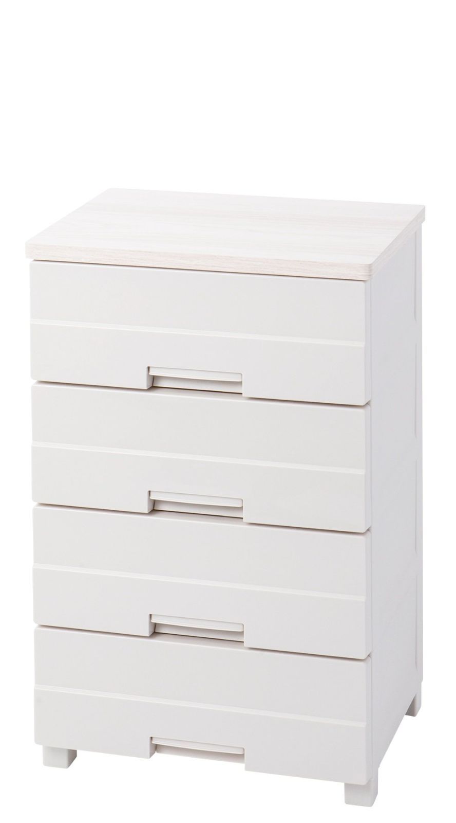 新商品 スムーズな引出し 引出しロック付きで抜け落ちを防ぐ 脚付き 木製天板 特許取得済 インテリアに合うリビングチェスト タンス 4段 収納ケース フィッツプラスイージー 衣装ケース プラスチック 完成品 組立不要 色 カプチーノ 使いやすさ