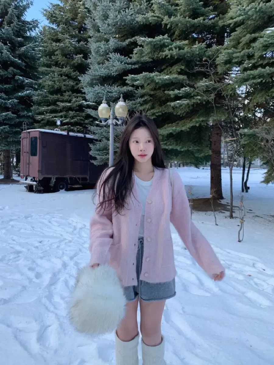 leeds ザ 위시 テディカーディガン ピンク