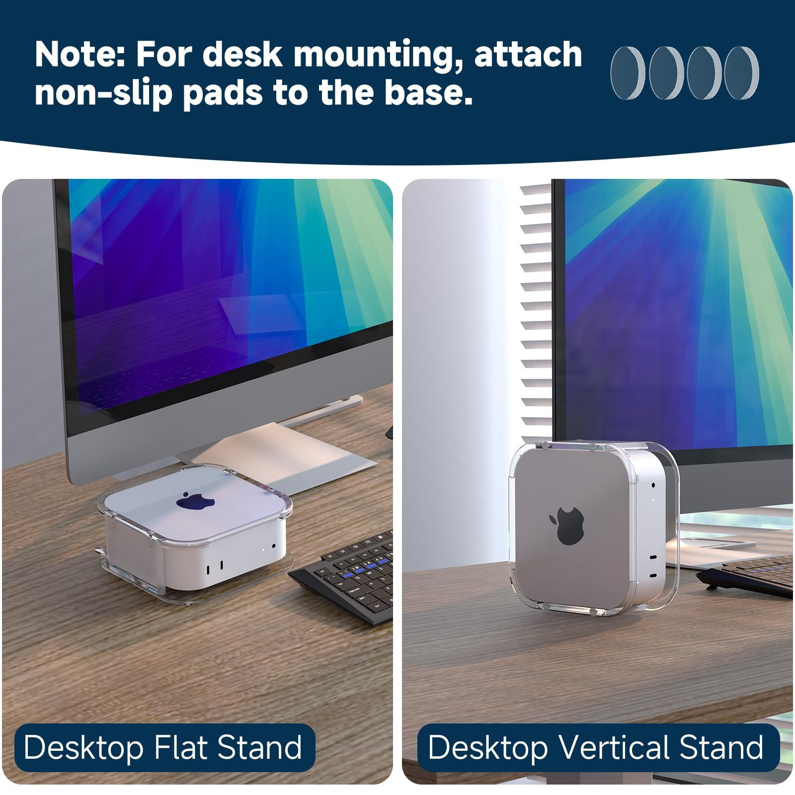 Ca クリアアクリル壁 デスク下マウント Mac mini M 4 Pro 2025用 - 4スタンドホルダー 電源ボタンアクセスが簡単 ホルダーのみ