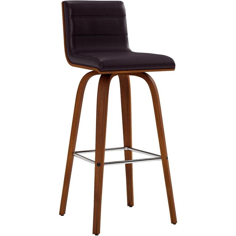 高さ調整&360度回転 モダンレトロ バーチェア ウォールナット調 フェイクレザー カウンターチェア Aフレーム フットレスト ホームバー パブ レストラン