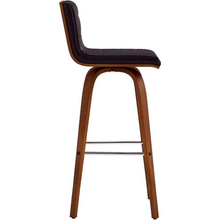 高さ調整＆360度回転 モダンレトロ バーチェア ウォールナット調 フェイクレザー カウンターチェア Aフレーム フットレスト ホームバー パブ レストラン