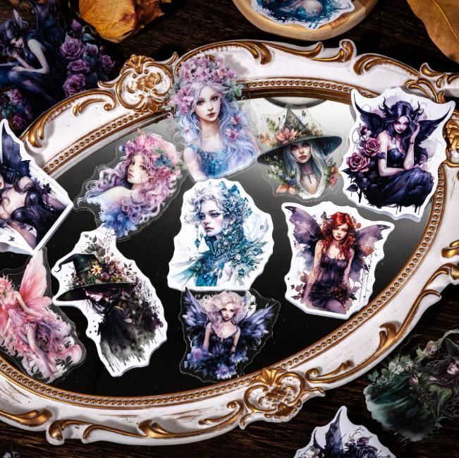 魔女 妖精 フレークシール シール ジャンクジャーナル レトロ 6種類