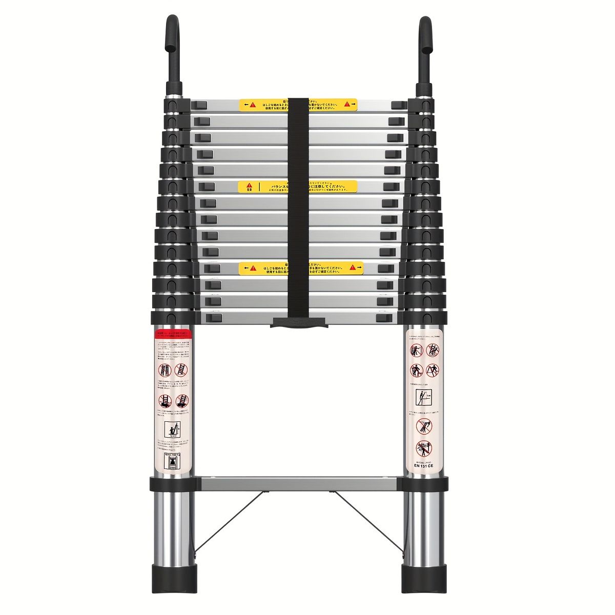 安全ロック&フック付き 伸縮はしご 3.2m 3.8m 4.4m 5m アルミ製 梯子 コンパクト収納 軽量 持ち運び便利 屋根 ロフト 壁の塗装 DIY 洗車 庭仕事に 3.8mフックなし