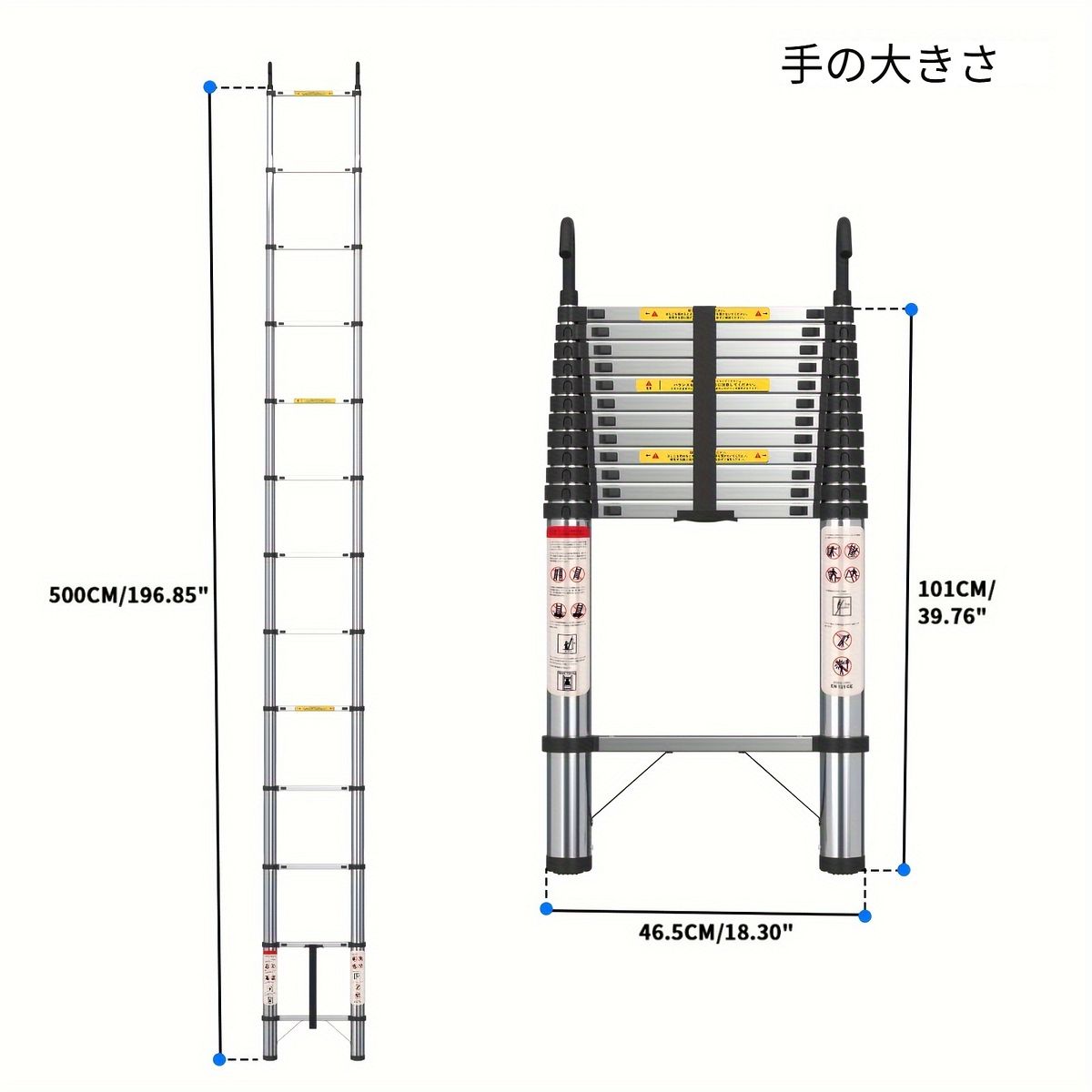  安全ロック＆フック付き 伸縮はしご 3 2 m 8 4 5 アルミ製 梯子 コンパクト収納 軽量 持ち運び便利 屋根 ロフト 壁の塗装 DIY 洗車 庭仕事に mフックなし 伸縮はしご 脚立 はしご 足場