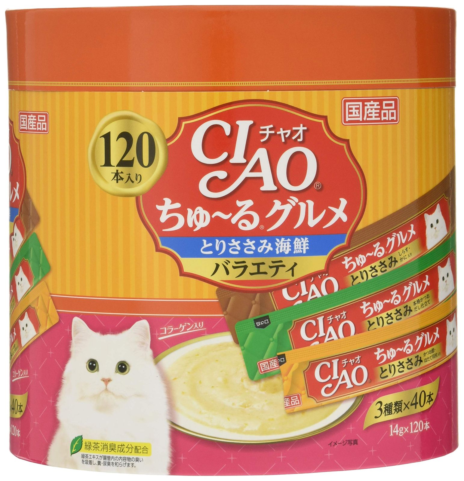 チャオ CIAO ちゅ るグルメ とりささみ海鮮バラエティ 120本 猫用おやつ