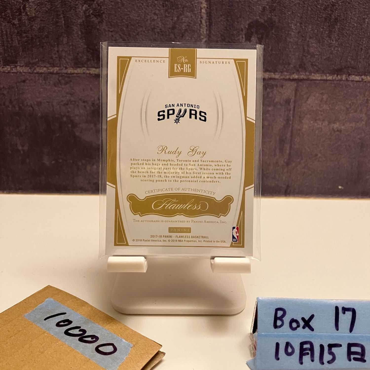 2017-18 Panini Flawless Rudy Gay 23 25 直筆サインカード San Antonio Spurs Excellence Signatures カード