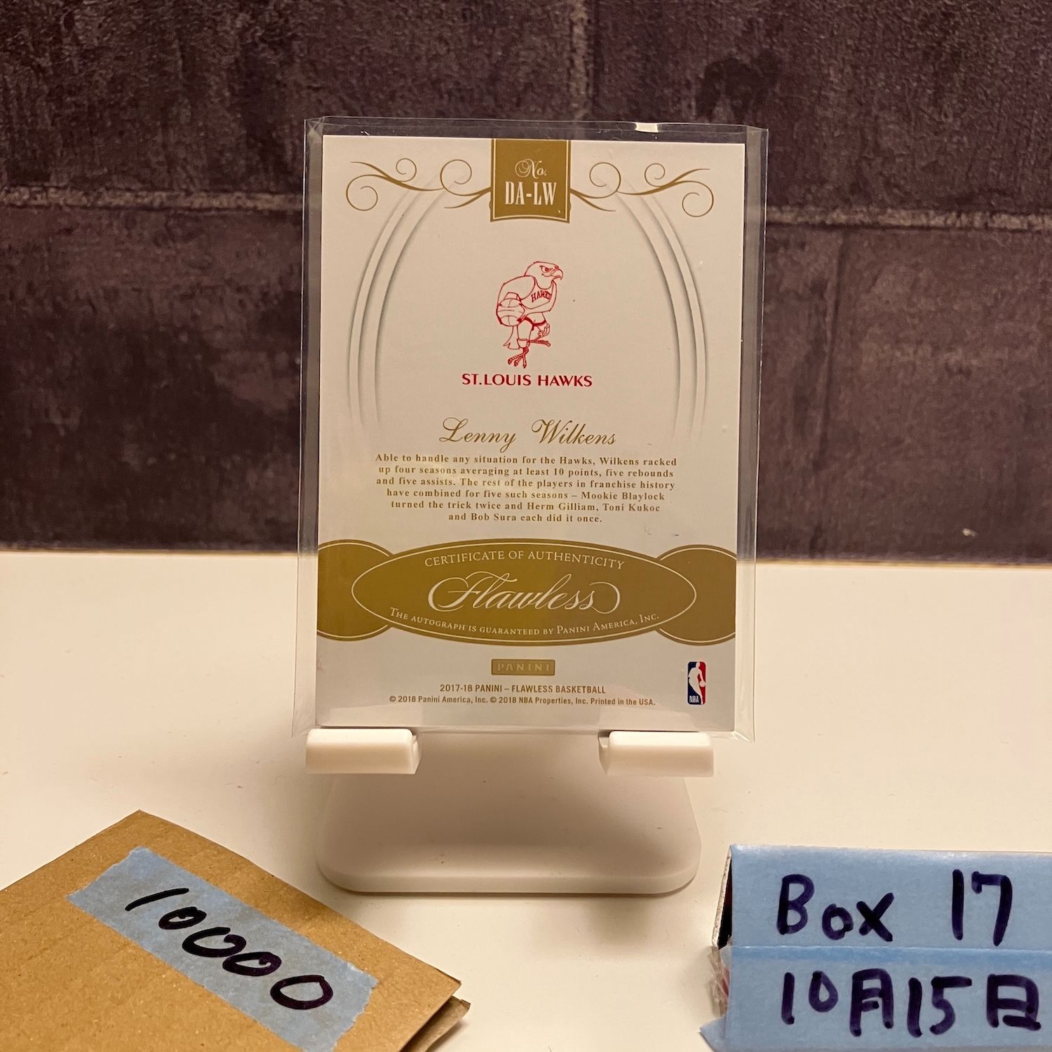 2017-18 Panini Flawless Lenny Wilkens 07 15 直筆サインカード St. Louis Hawks Distinguished Signatures カード