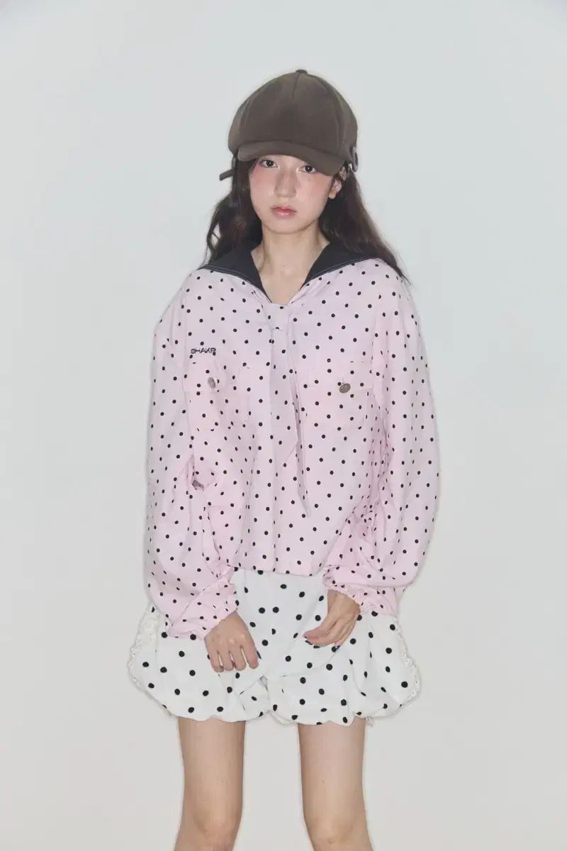 チュール キー ポール スター パッチ セーラー ブラウス ピンク