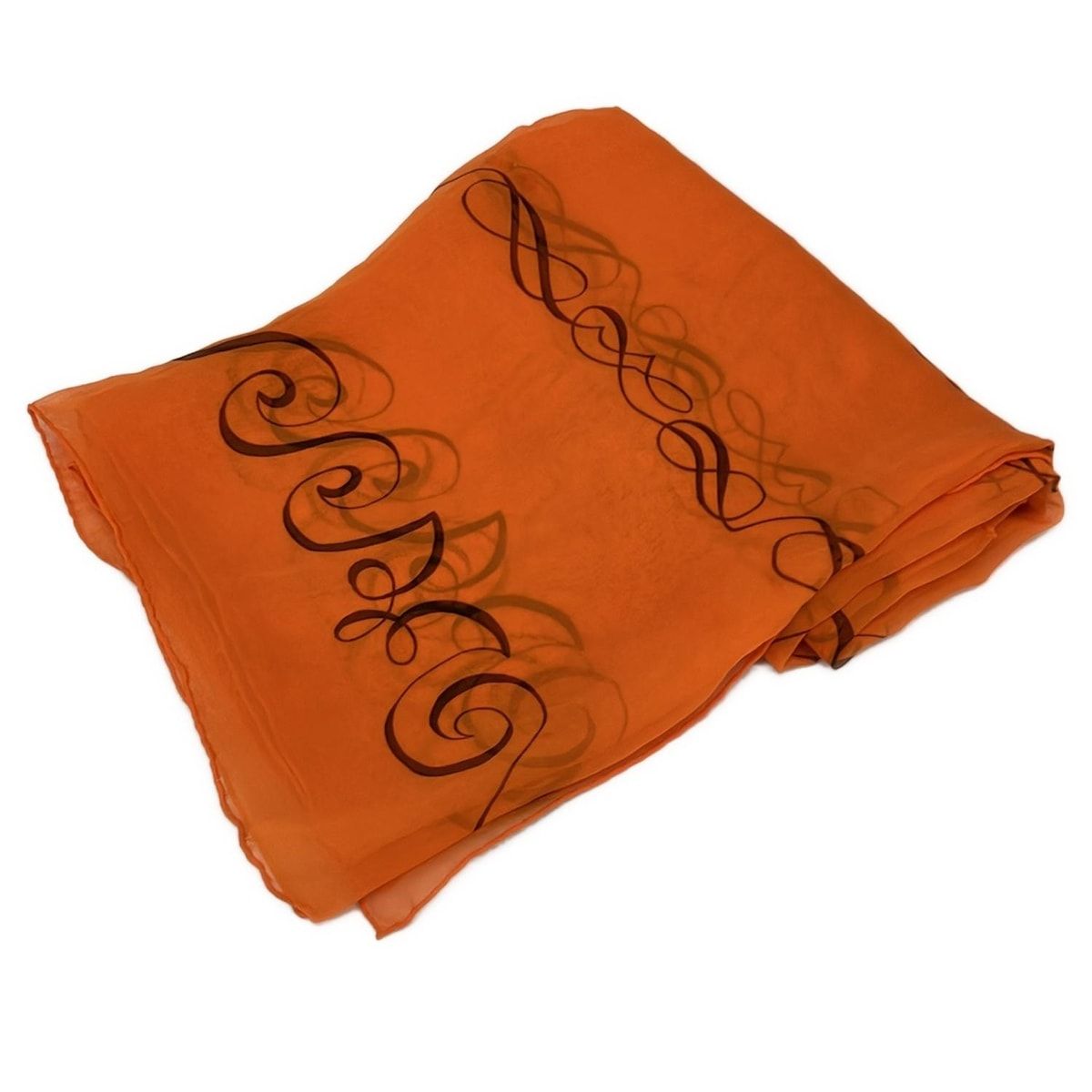 HERMES エルメス ストール ショール - オレンジ×黒 シアー シルク