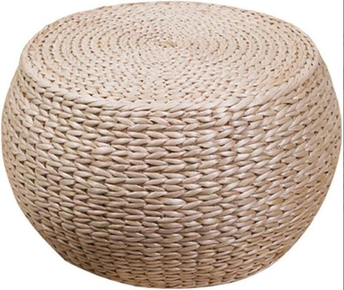 蒲草座布団 クッションチェア フットスツール おしゃれ 北欧 天然草マット 厚いクッション pouffe椅子 ヨガマット 手作り畳クッション ラタンわらプーフハンドニット編みこみのフットスツール ラウンドクッション 環境に優しい通気性の良い 丈夫