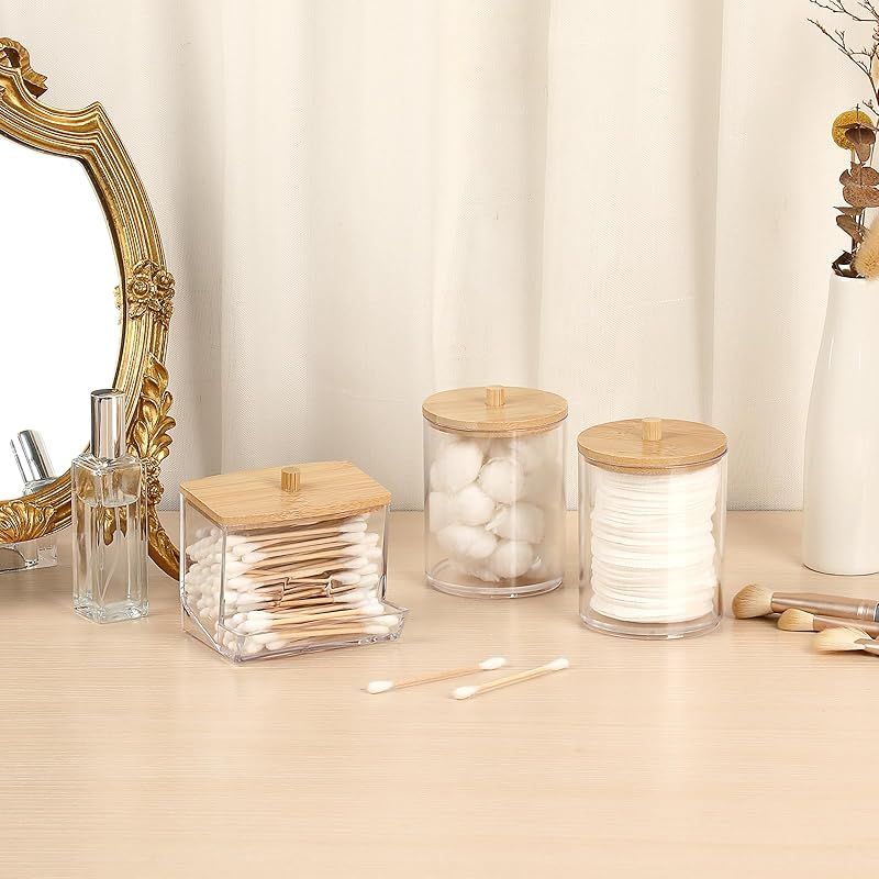 Sumnacon 3個セット綿棒収納ケース 綿棒ホルダー 透明アクリル綿棒収納