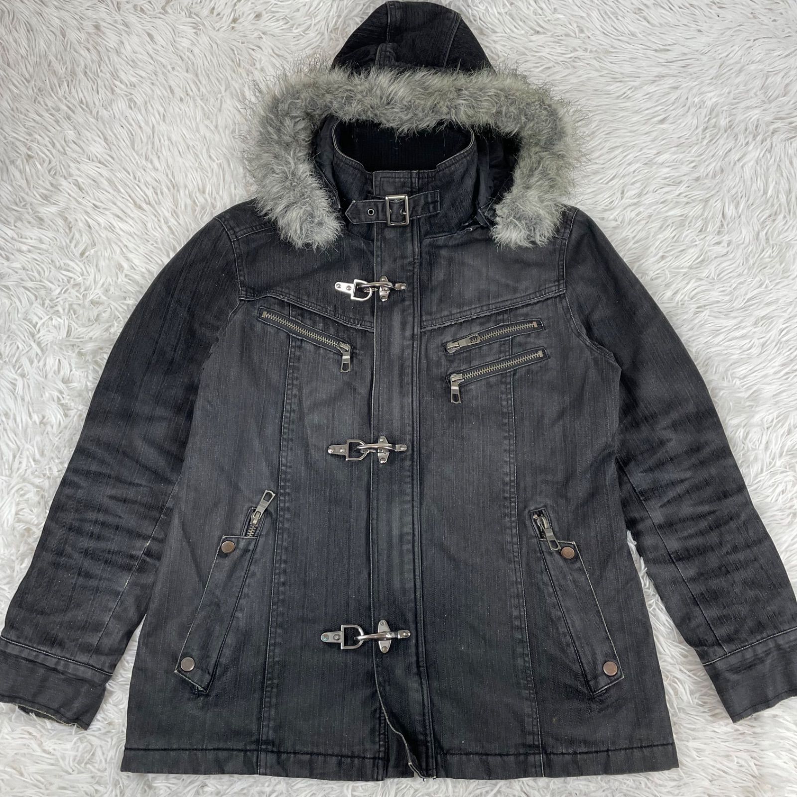 平成初期 グランジ お兄系 ギャル男 Commontage Standard ブラックデニムジャケット グランジ L モッズコート ファイヤーマン ミリタリーコート