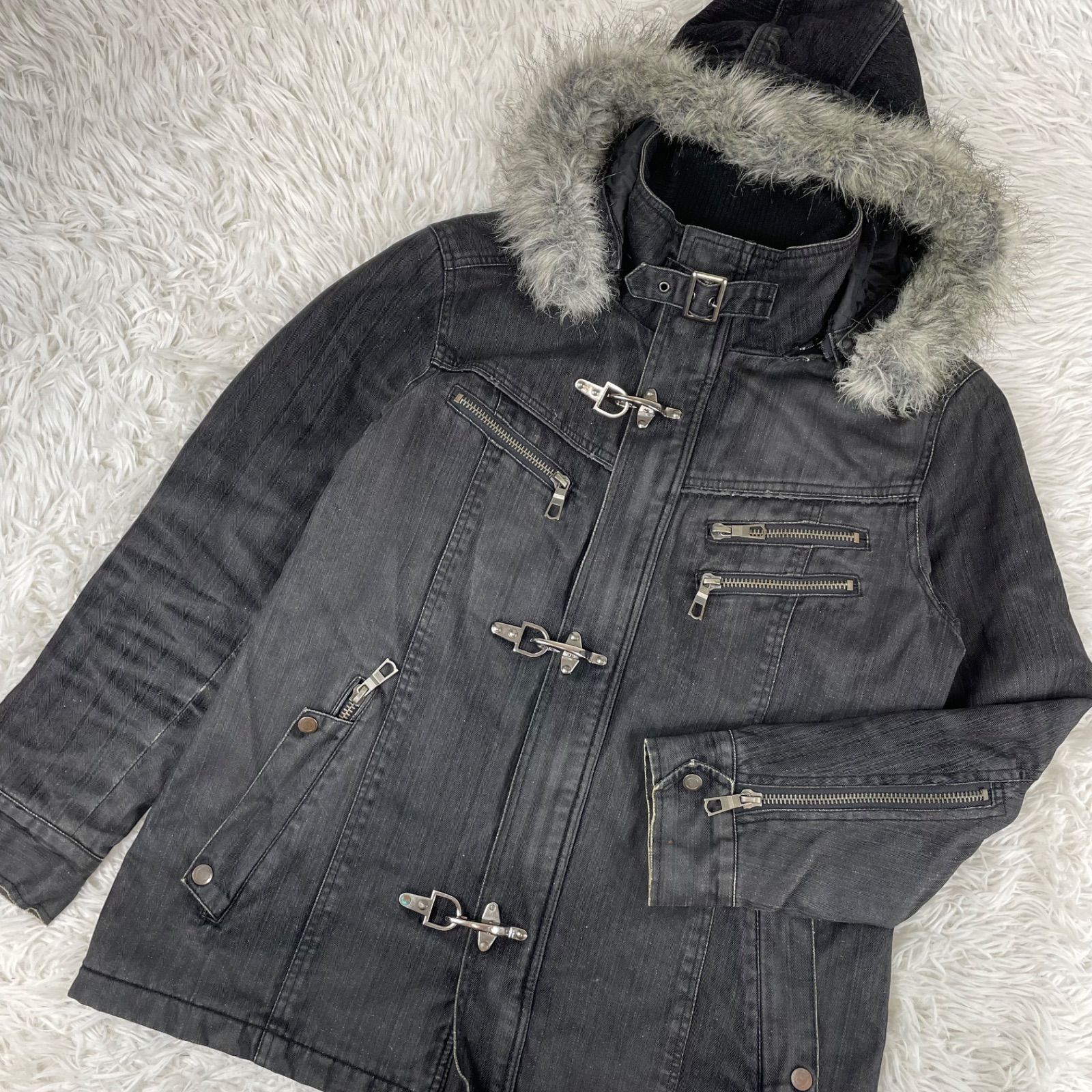 平成初期 グランジ お兄系 ギャル男 Commontage Standard ブラックデニムジャケット グランジ L モッズコート ファイヤーマン ミリタリーコート